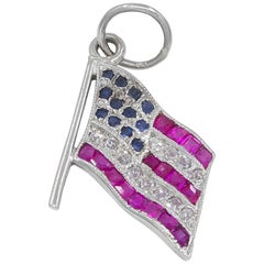 Antique Platinum American Flag Charm