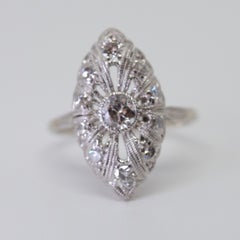 Antique Platinum and 14k Gold Filigree Diamond Ring