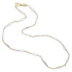 Antique Platinum and 14k Yellow Gold Mixed Metal Watch Chain