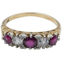 Antique Platinum and 18 Carat Yellow Gold Ruby and Diamond Ring