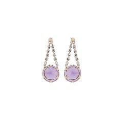 Antique Platinum and 18ct Yellow Gold Amethyst, Pearl and Diamond Drop Earrings