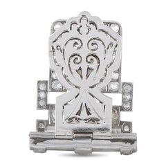 Broche-clip ancienne en platine et or blanc 18 carats, sertie d'un diamant de 4,75 carats – MF20-062926