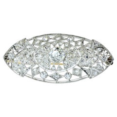 Antique Platinum and Diamond, 2.76 cts, Large and Substantial Brooch, circa 1912