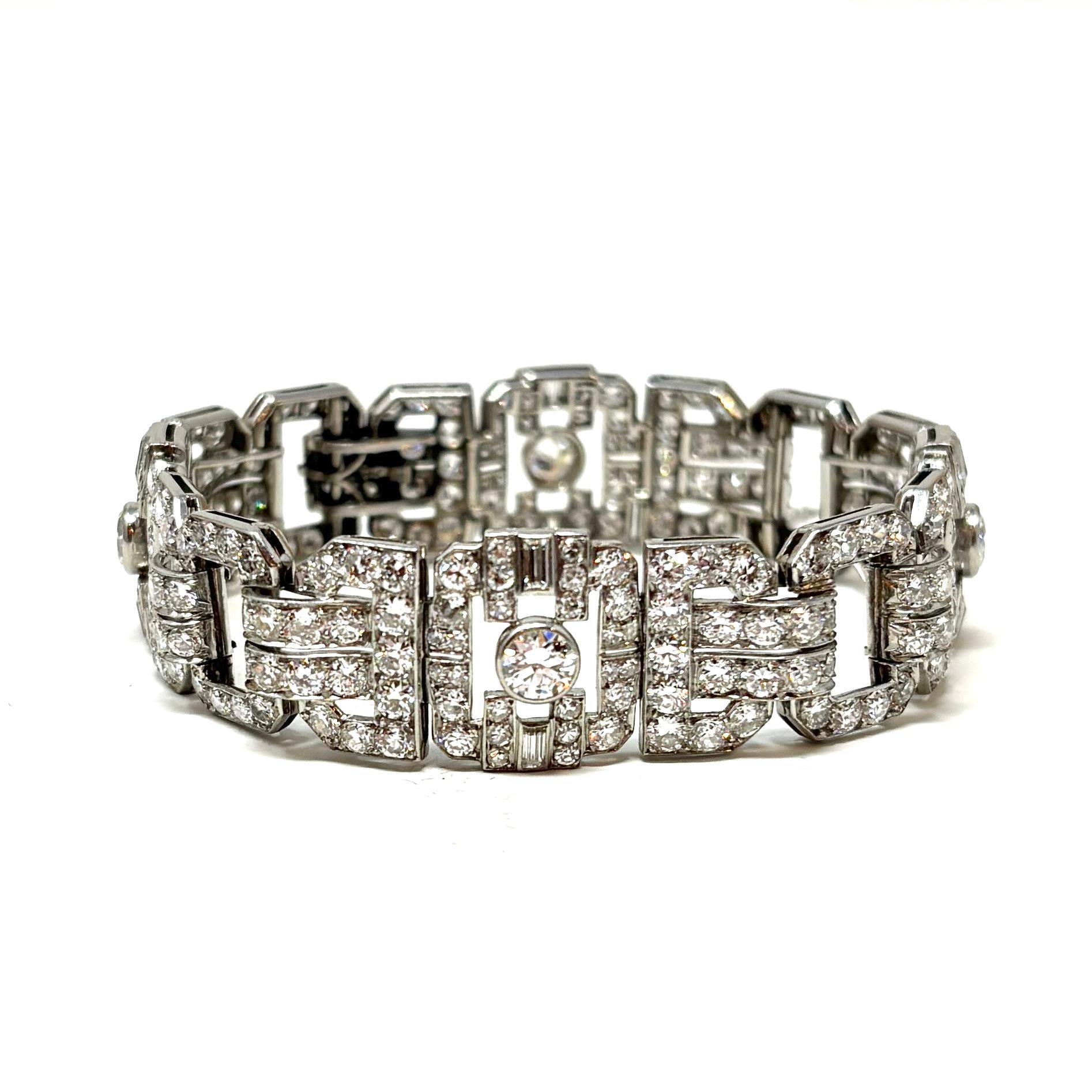 Women's or Men's Antique Platinum and Diamond Art Deco Bracelet