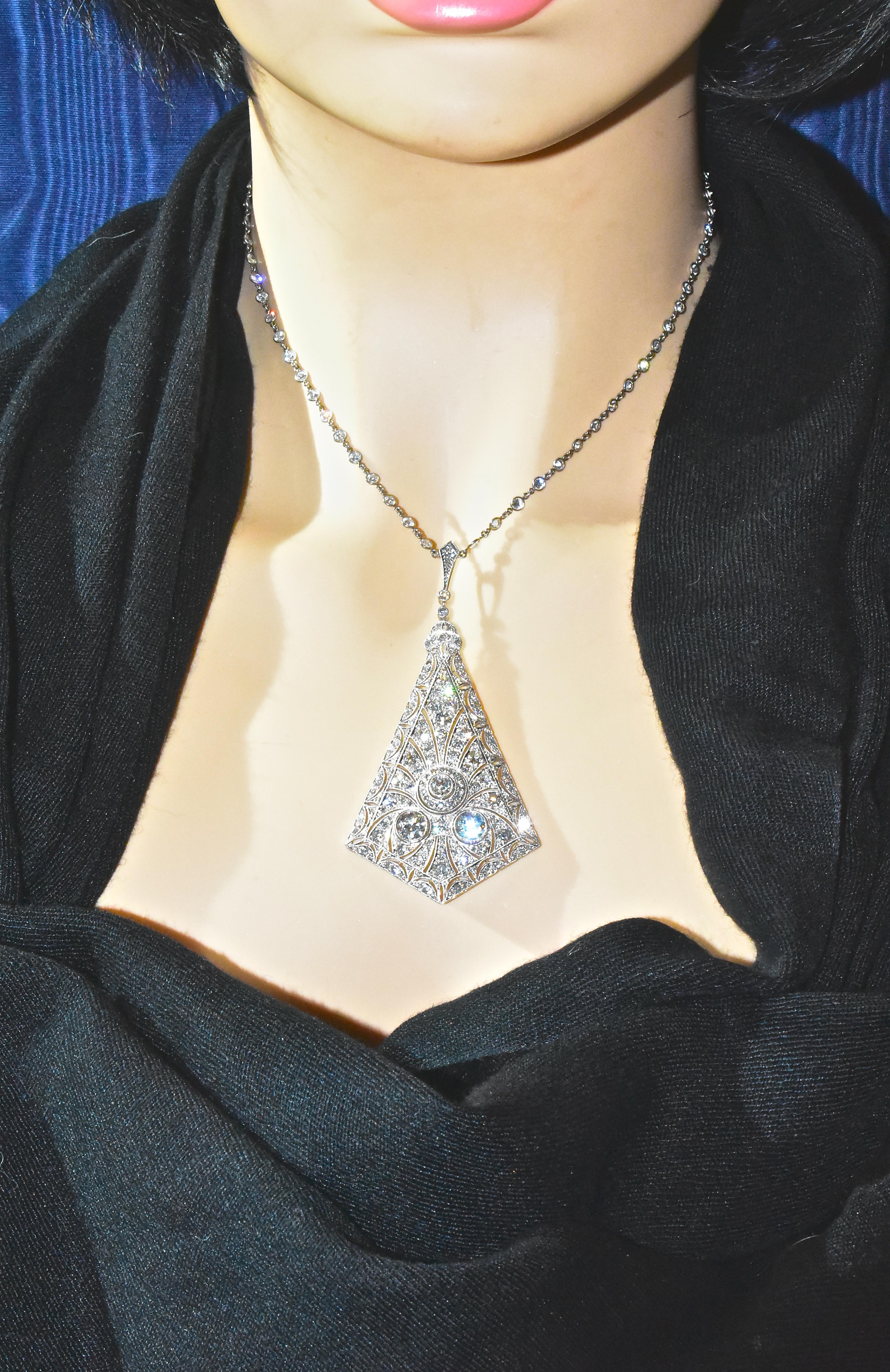 Antique Platinum and Diamond Necklace, circa 1915 3