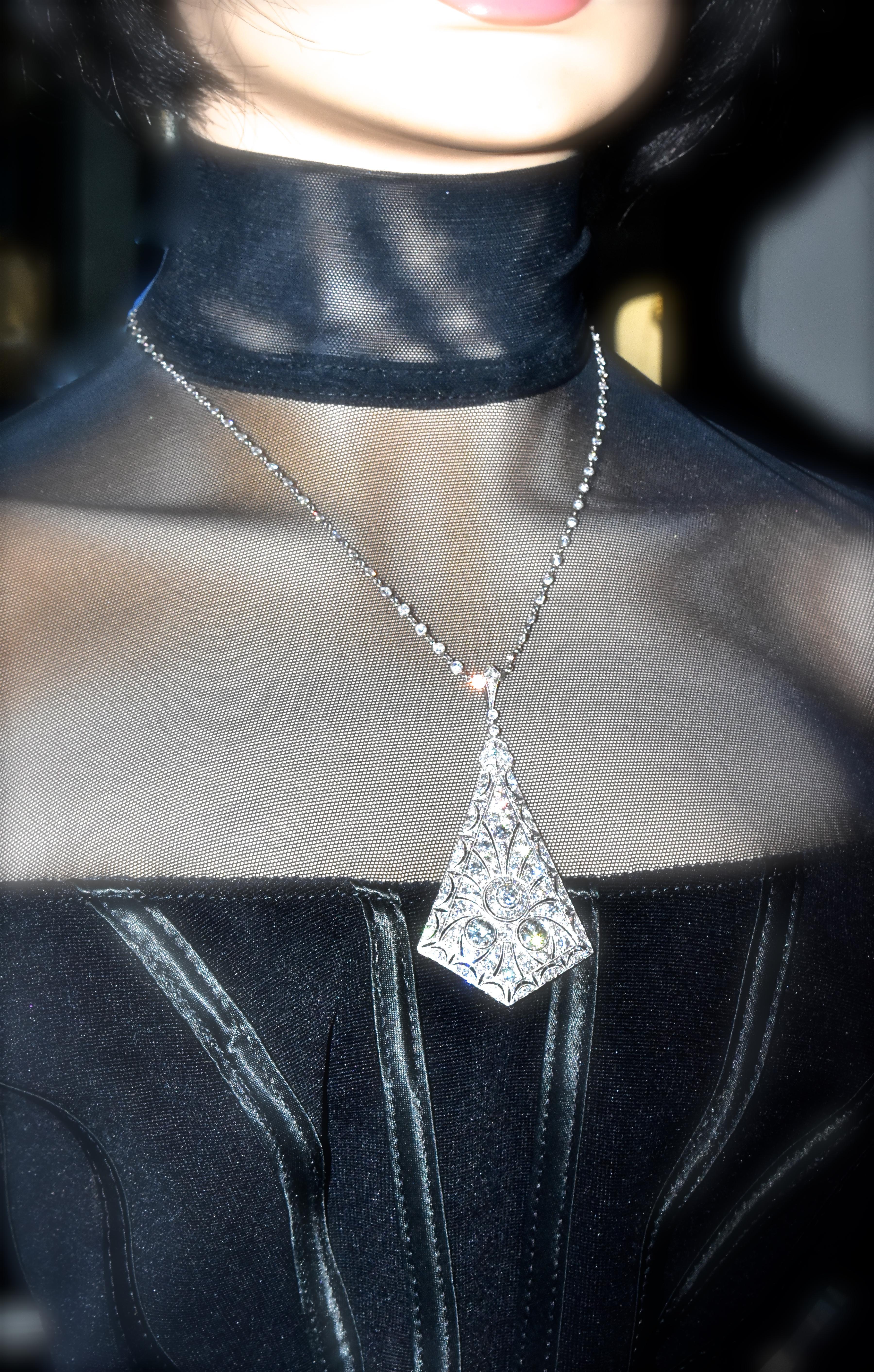 Antique Platinum and Diamond Necklace, circa 1915 7