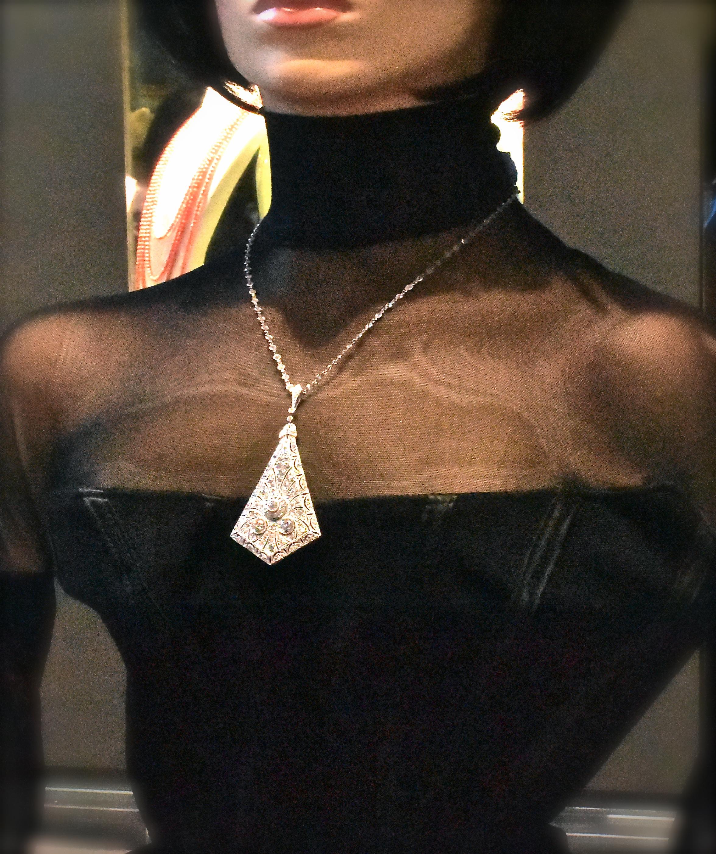Antique Platinum and Diamond Necklace, circa 1915 8