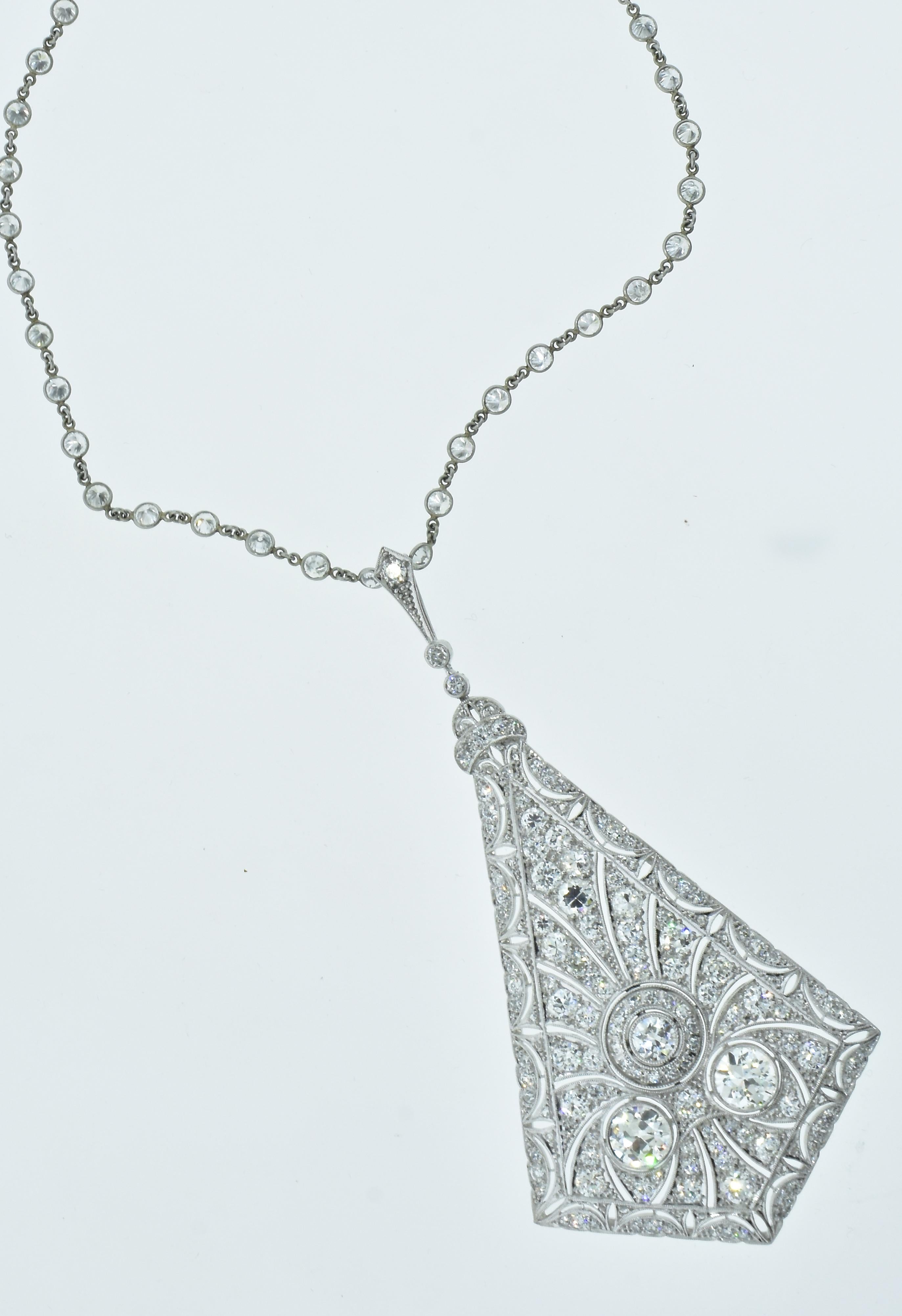 Edwardian Antique Platinum and Diamond Necklace, circa 1915