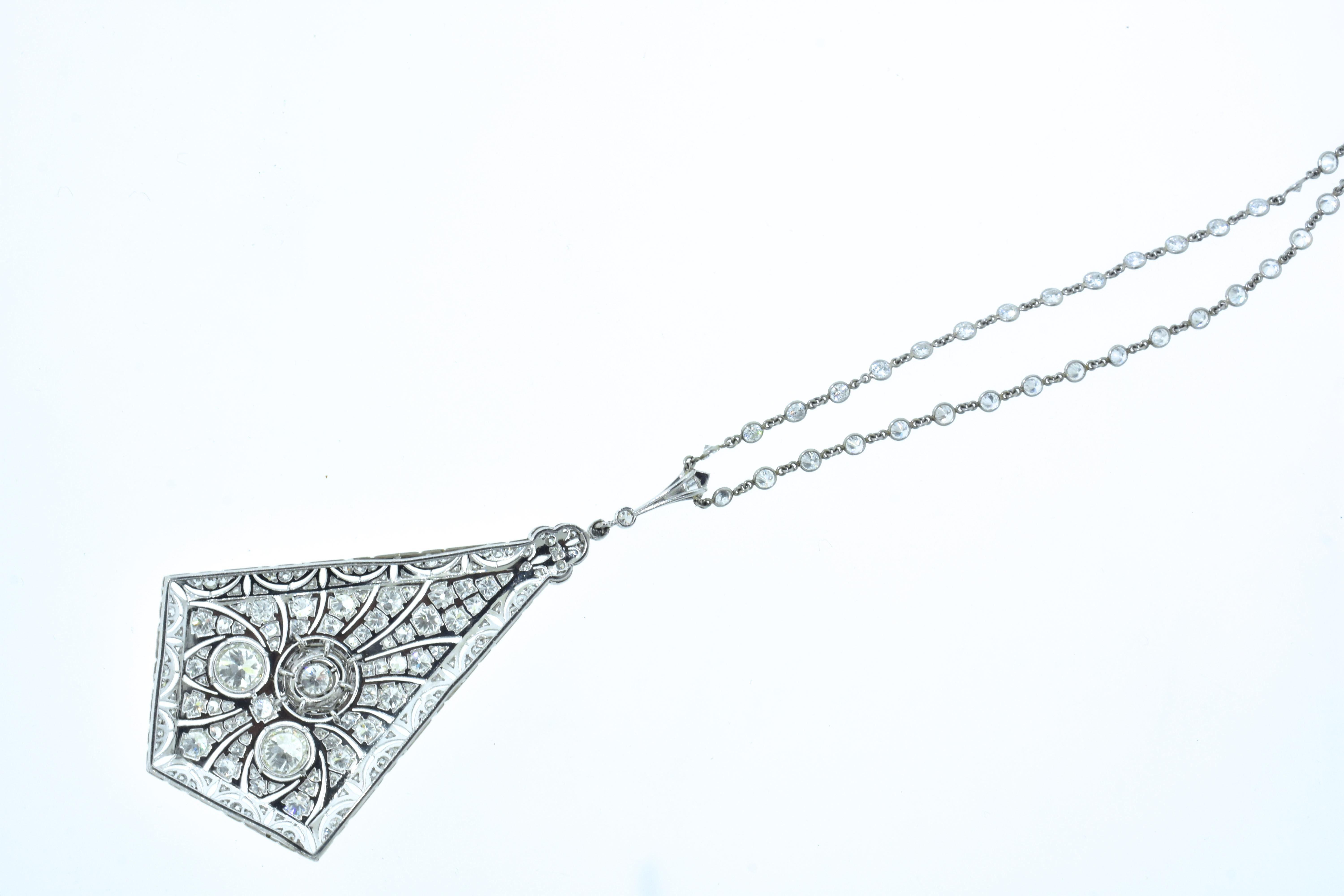 Women's or Men's Antique Platinum and Diamond Necklace, circa 1915