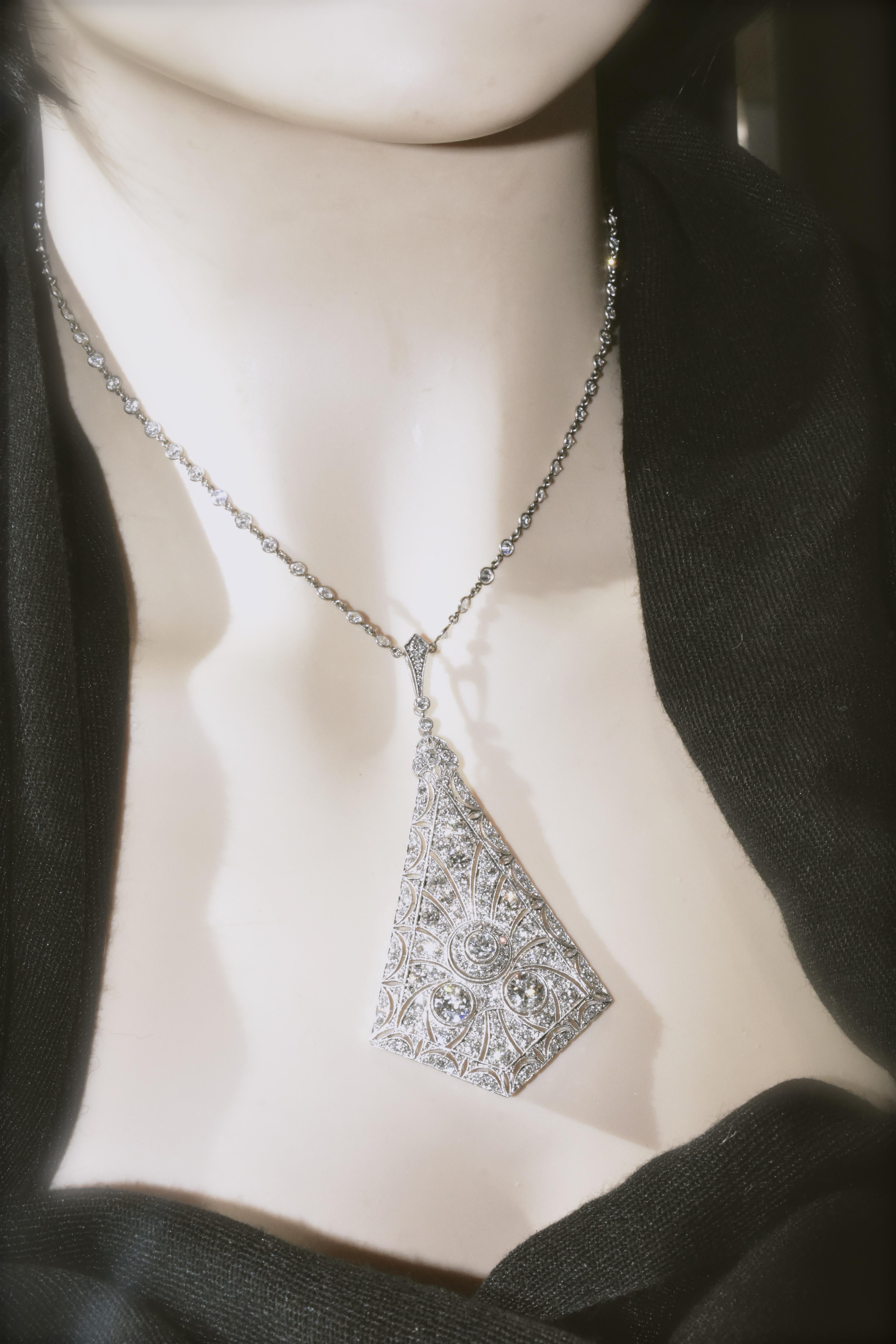Antique Platinum and Diamond Necklace, circa 1915 2
