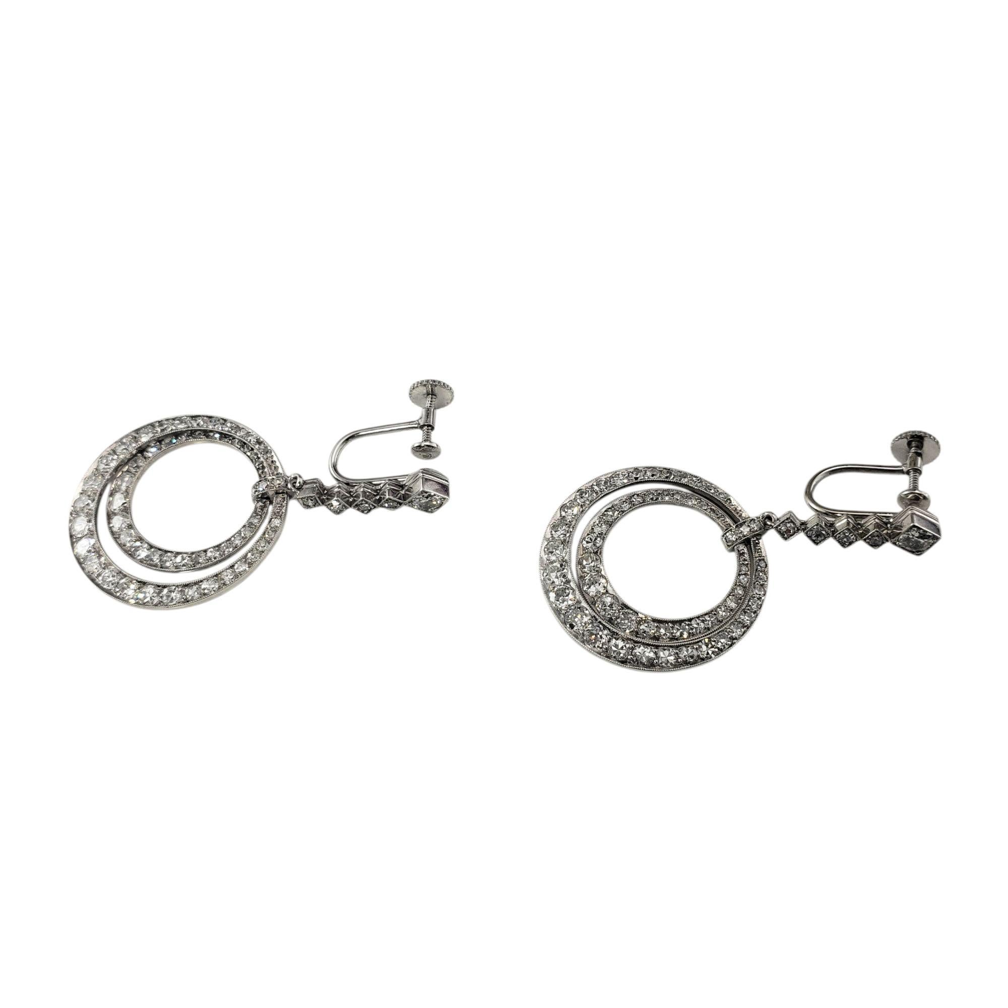Victorian Antique Platinum and Diamond Screw Back Dangle Hoop Earrings #21419 For Sale