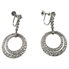 Antike Platin- und Diamant-Ohrringe mit Schraubverschluss #21419