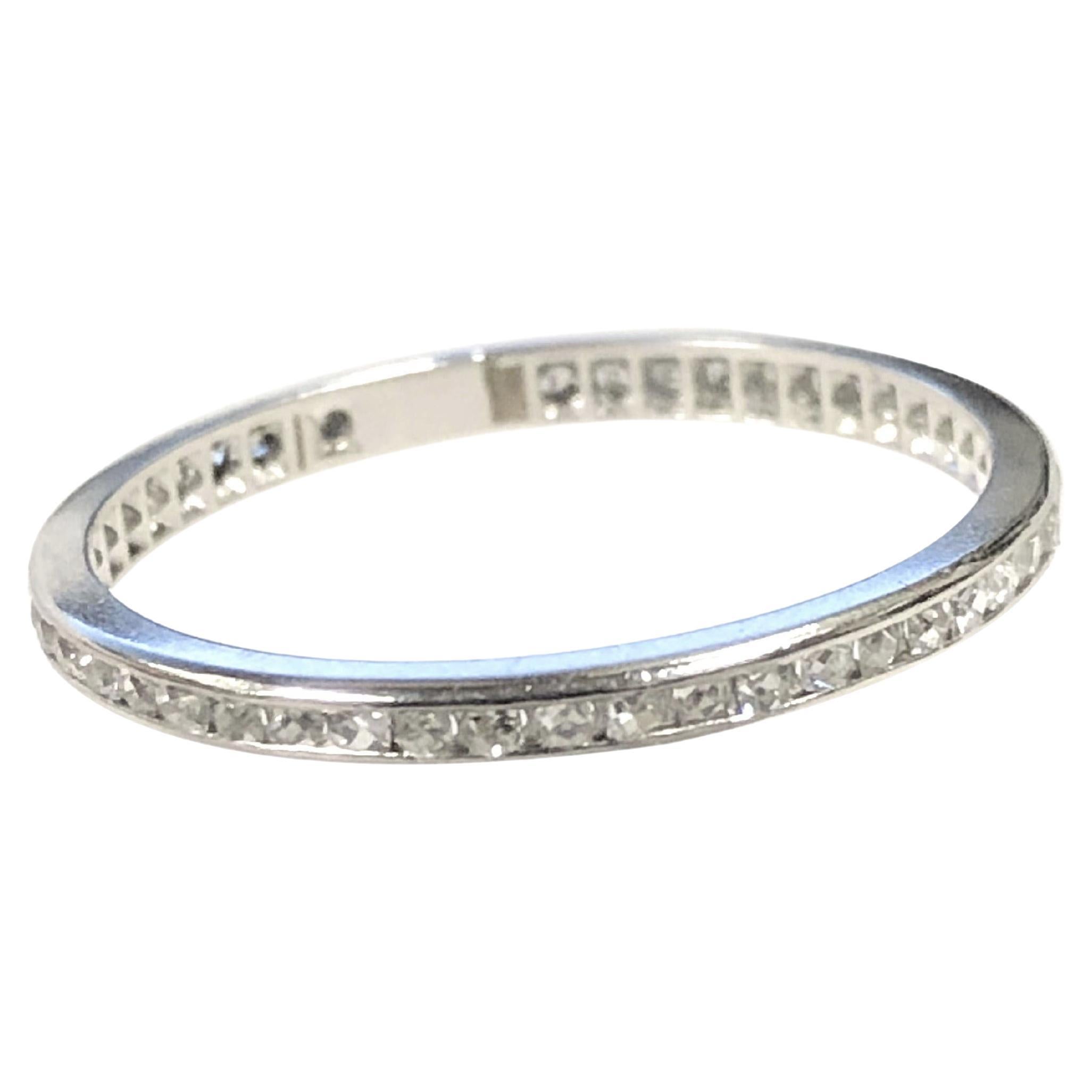 Antique Platinum and Frech Cut Diamonds Eternity Band Ring For Sale