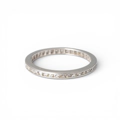 Antique Platinum and French Cut Diamond Eternity Band Ring