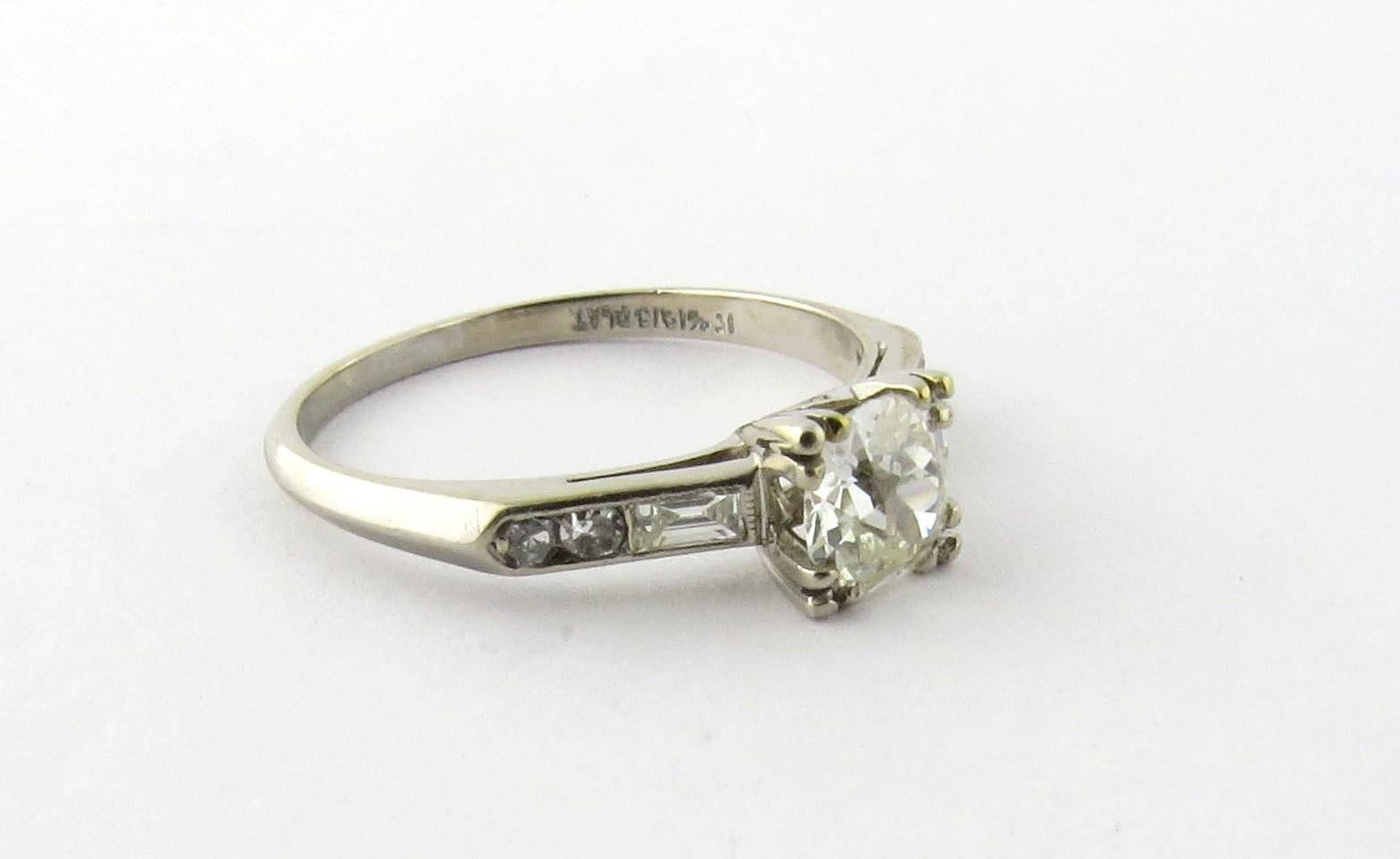Women's Antique Platinum and Old Miner Diamond Engagement Ring