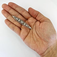 Antique Platinum and Yellow Gold Old European Diamond Bar Pin