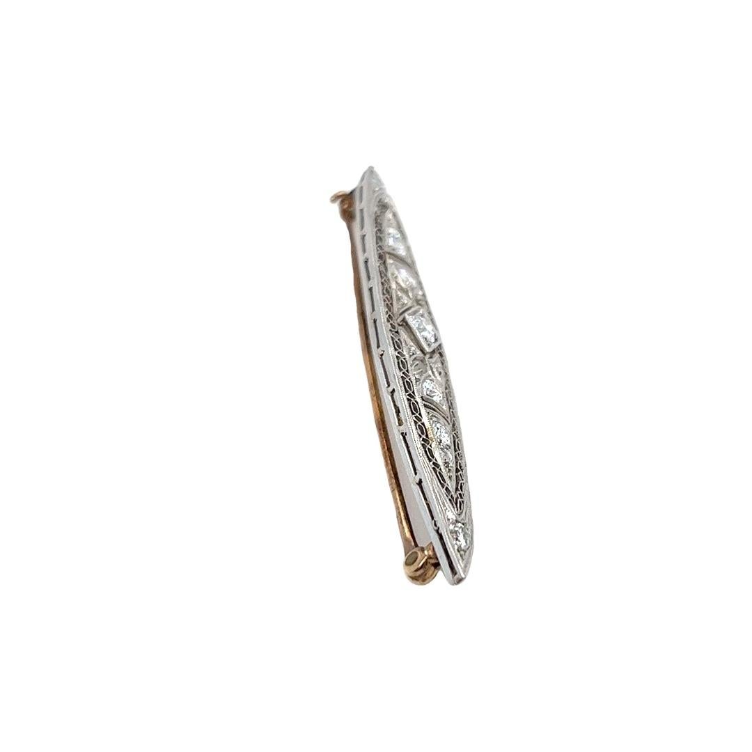 Alfiler de barra antiguo europeo de platino y oro amarillo con diamantes Corte europeo antiguo en venta