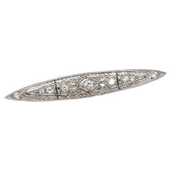 Alfiler de barra antiguo europeo de platino y oro amarillo con diamantes