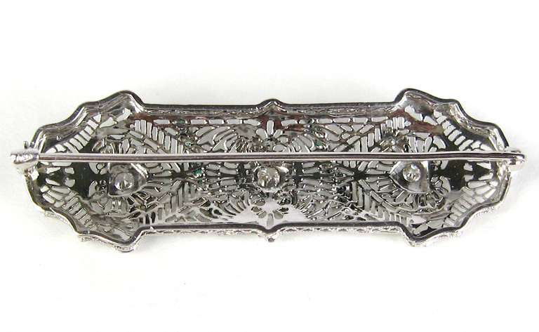  Antique Platinum Art Deco Diamond Brooch Pin 1920s  For Sale 1