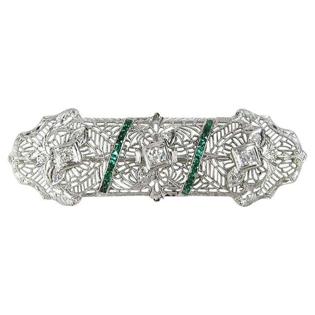 Edwardian Diamond and Platinum Brooch Pin 1920's For Sale at 1stDibs