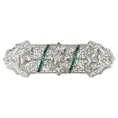 Broche ancienne Art déco en platine avec diamants, années 1920
