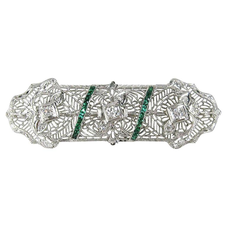 Broche Ancienne Art Nouveau Or 18k, Argent, Platine Avec Diamants Et Saphirs - Pièce De Collection