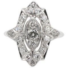 Antique Platinum Art Deco Diamond Navette Ring