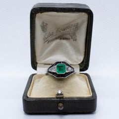 Art Deco Style Emerald, Onyx and Diamond Ring