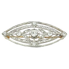 Antique Platinum Brooch with European Cut Diamonds
