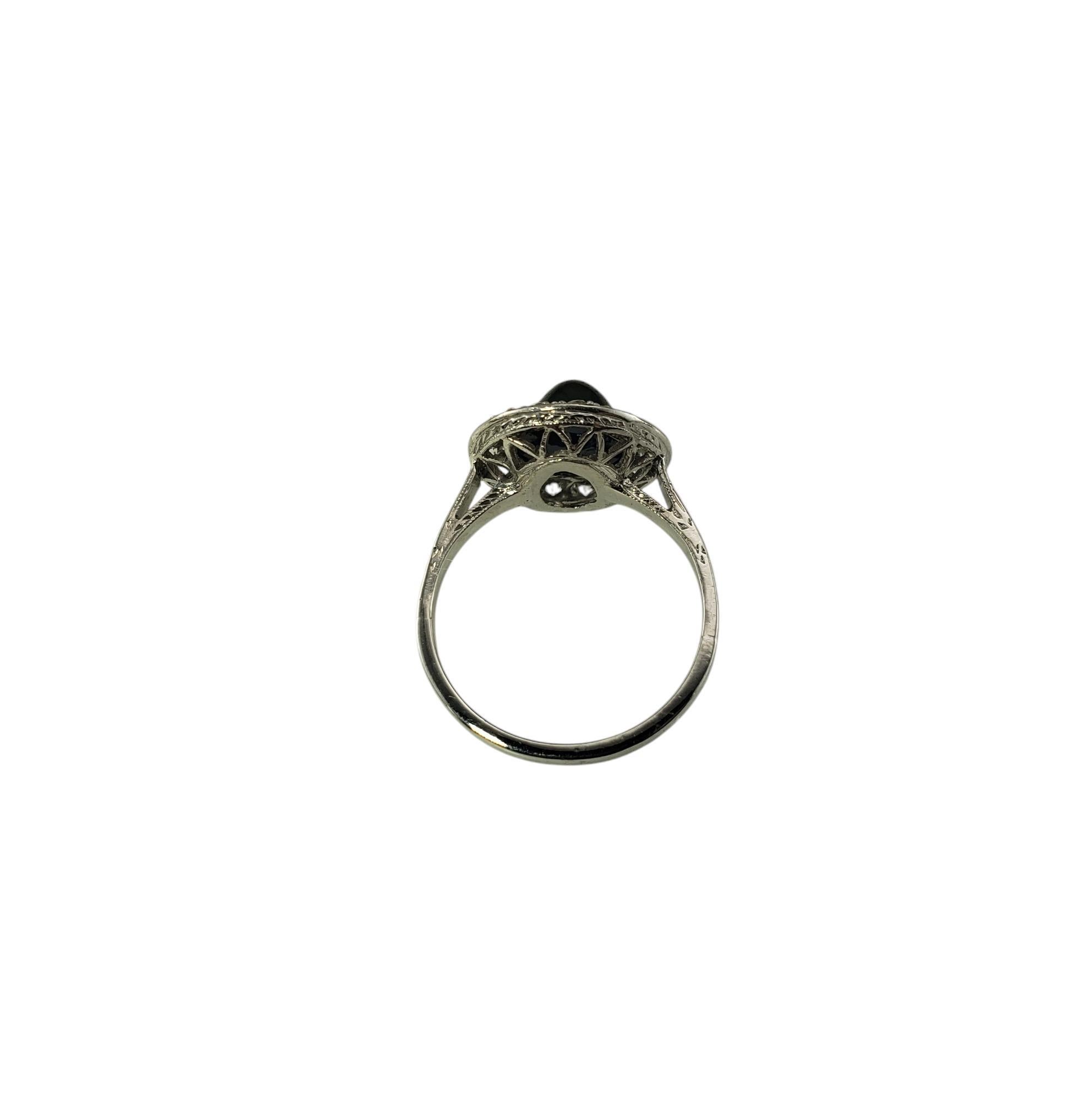 Antique Platinum Cabochon Sapphire and Diamond Ring Size 5 #19850 In Good Condition In Washington Depot, CT