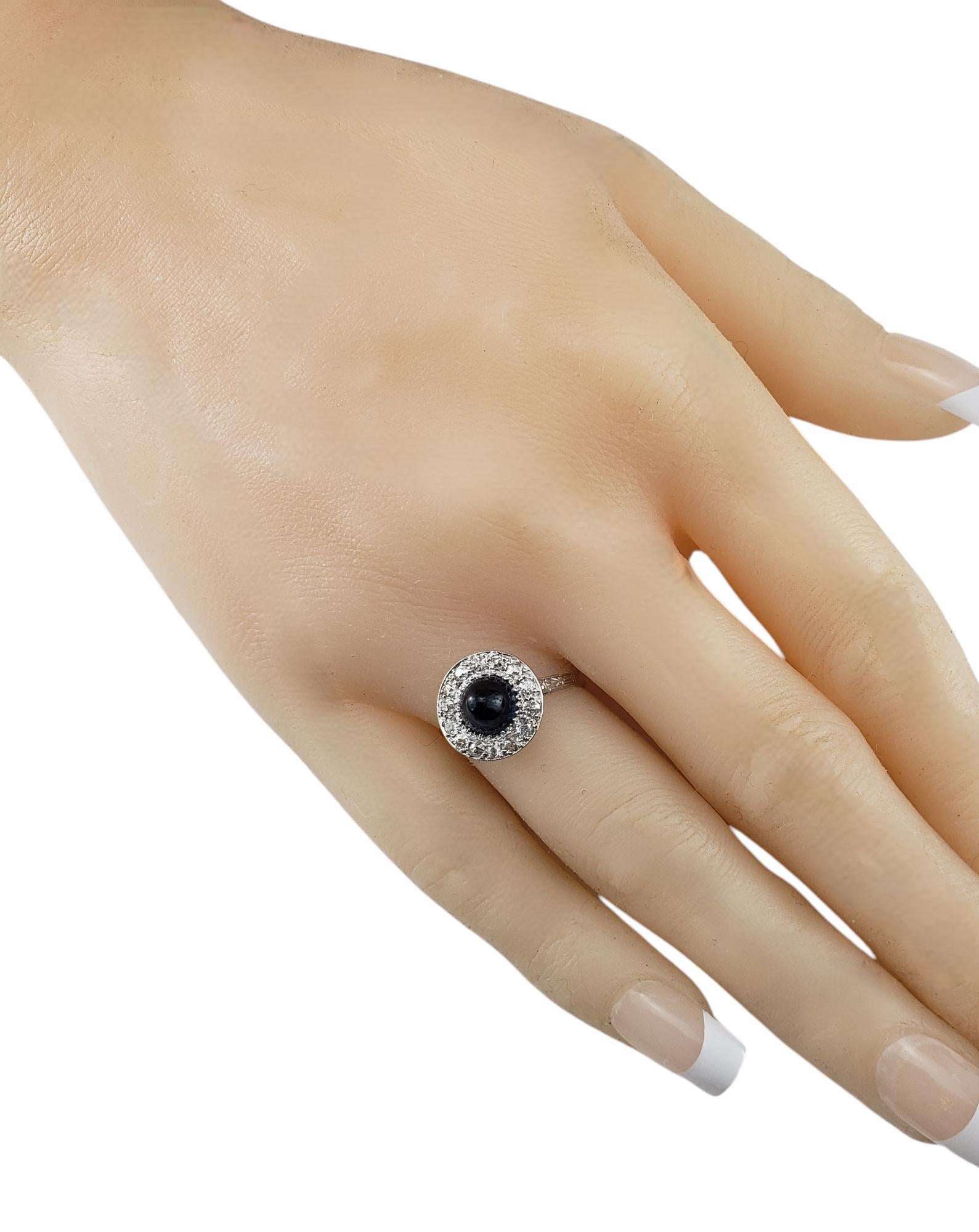 Women's Antique Platinum Cabochon Sapphire and Diamond Ring Size 5 #19850