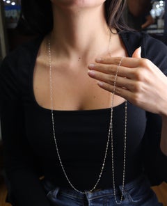 Antique Platinum Chain with Natural Micro Pearls 58 inches