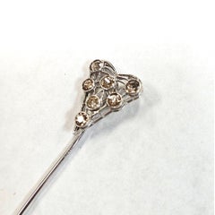 Antique Platinum Champagne Diamond Stick Pin with Rosé Undertones