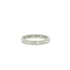 Antique Platinum Diamond Band Floral Wheat Work Engraved Eternity Stack Ring