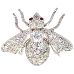 Antique Platinum Diamond Bee Brooch