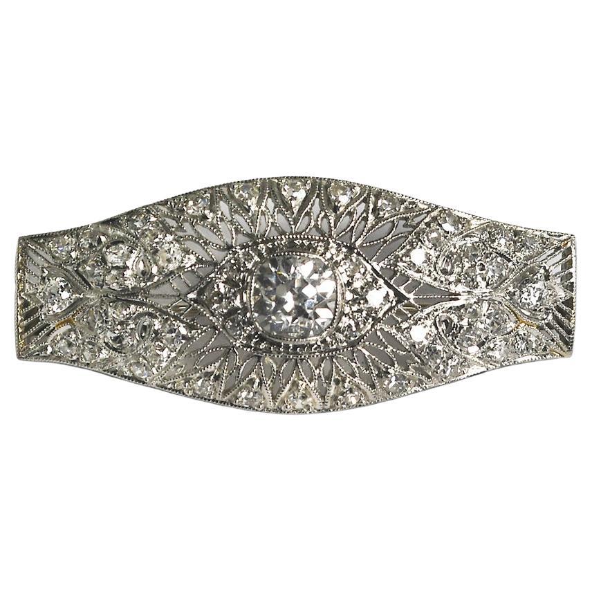 Antique Platinum & Diamond Brooch 1.24ct