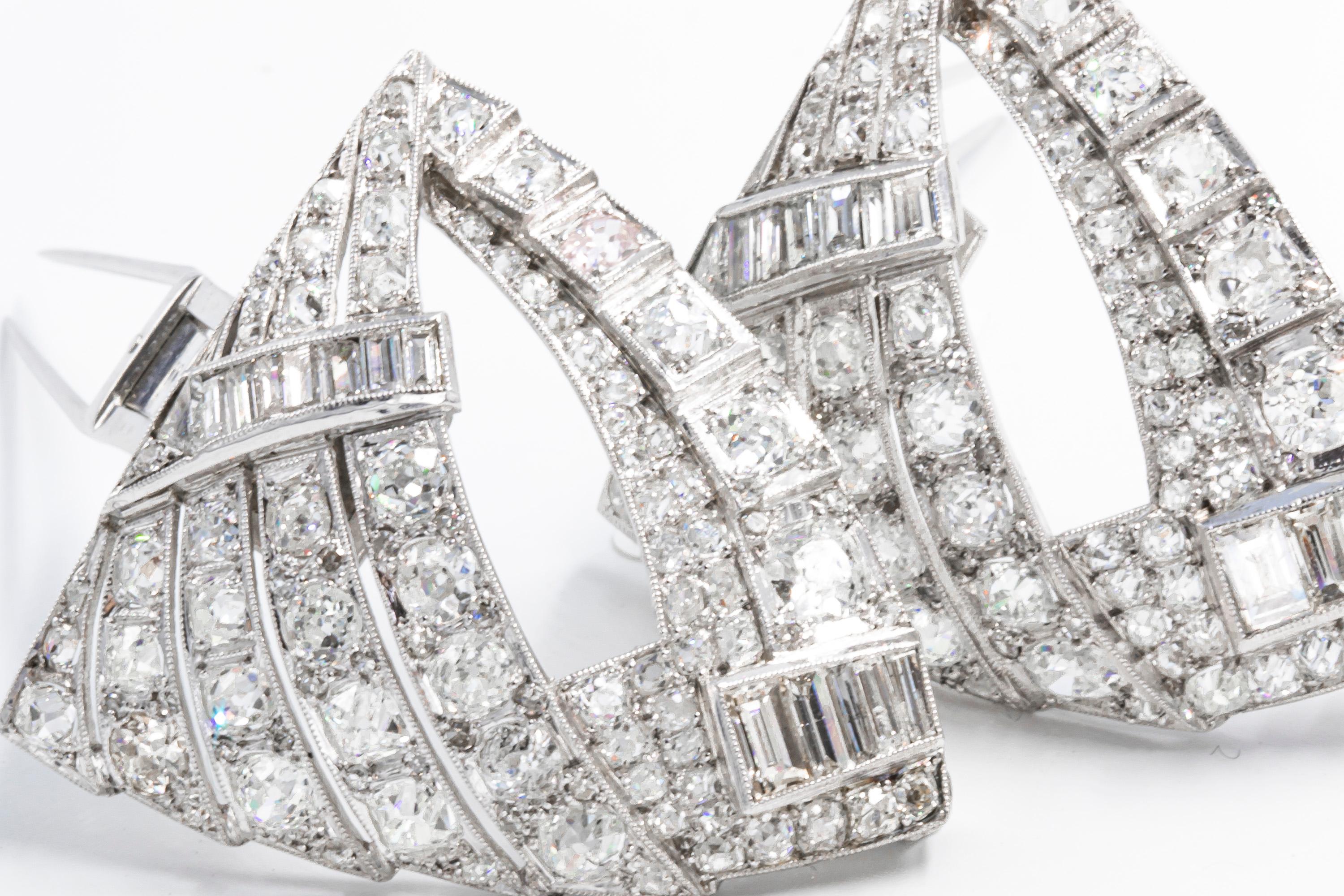 Women's or Men's Antique Platinum Diamond Clips 'Over 16 Carat of Diamonds'