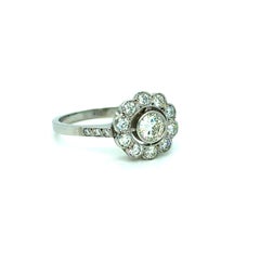 Antiker Platin Diamant Cluster Ring Verlobungsring - 1.12ct.