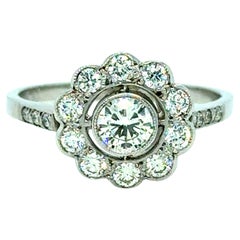 Antiker Platin Diamant Cluster Ring Verlobungsring - 1.12ct.