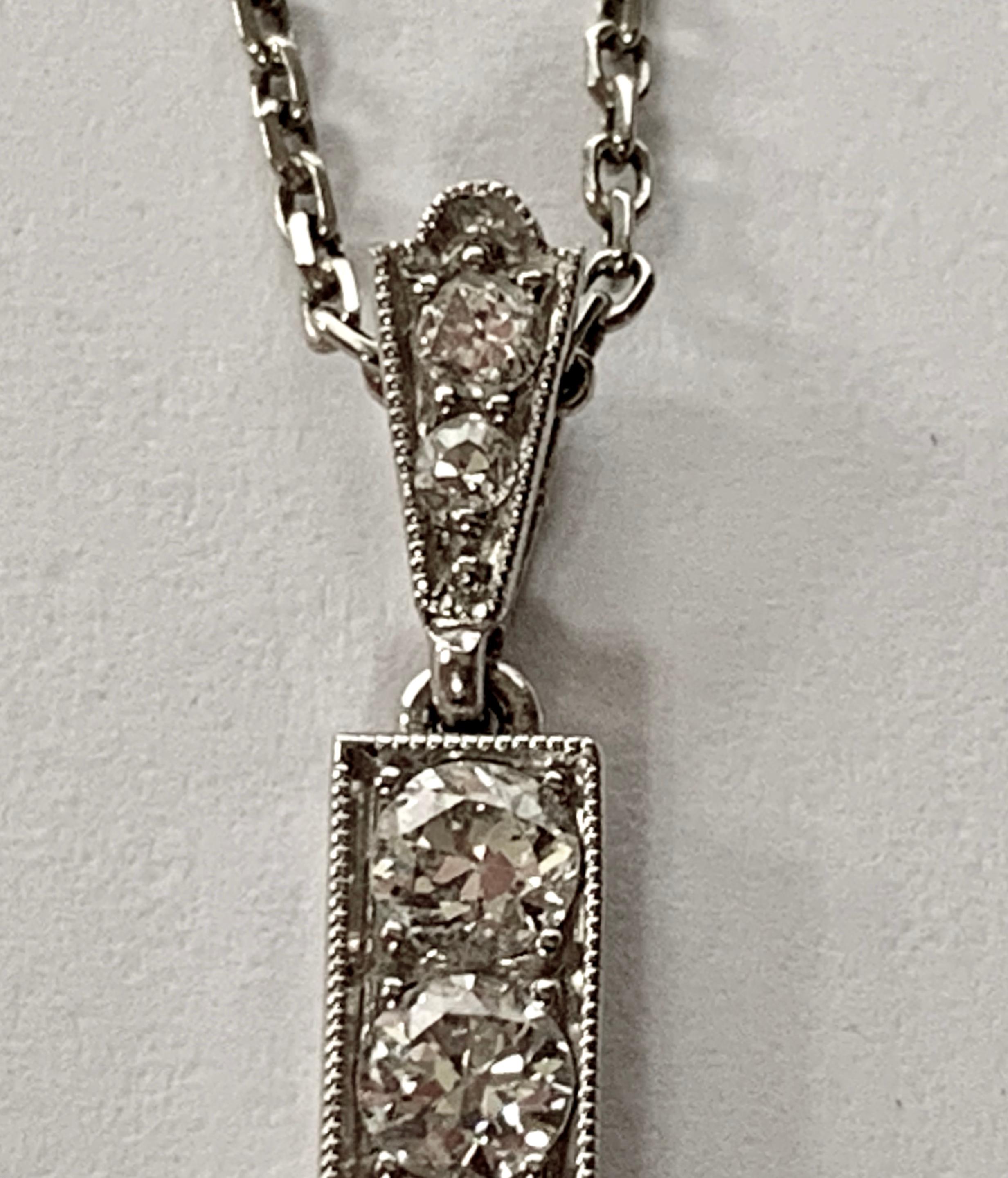 Pendentif croix ancienne en platine et diamants en vente 1