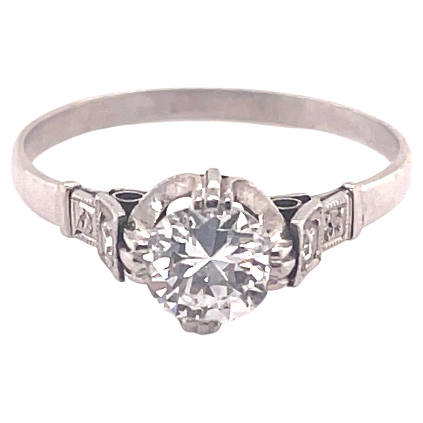 Antique Platinum Diamond Engagement Ring 0.65 ctw For Sale