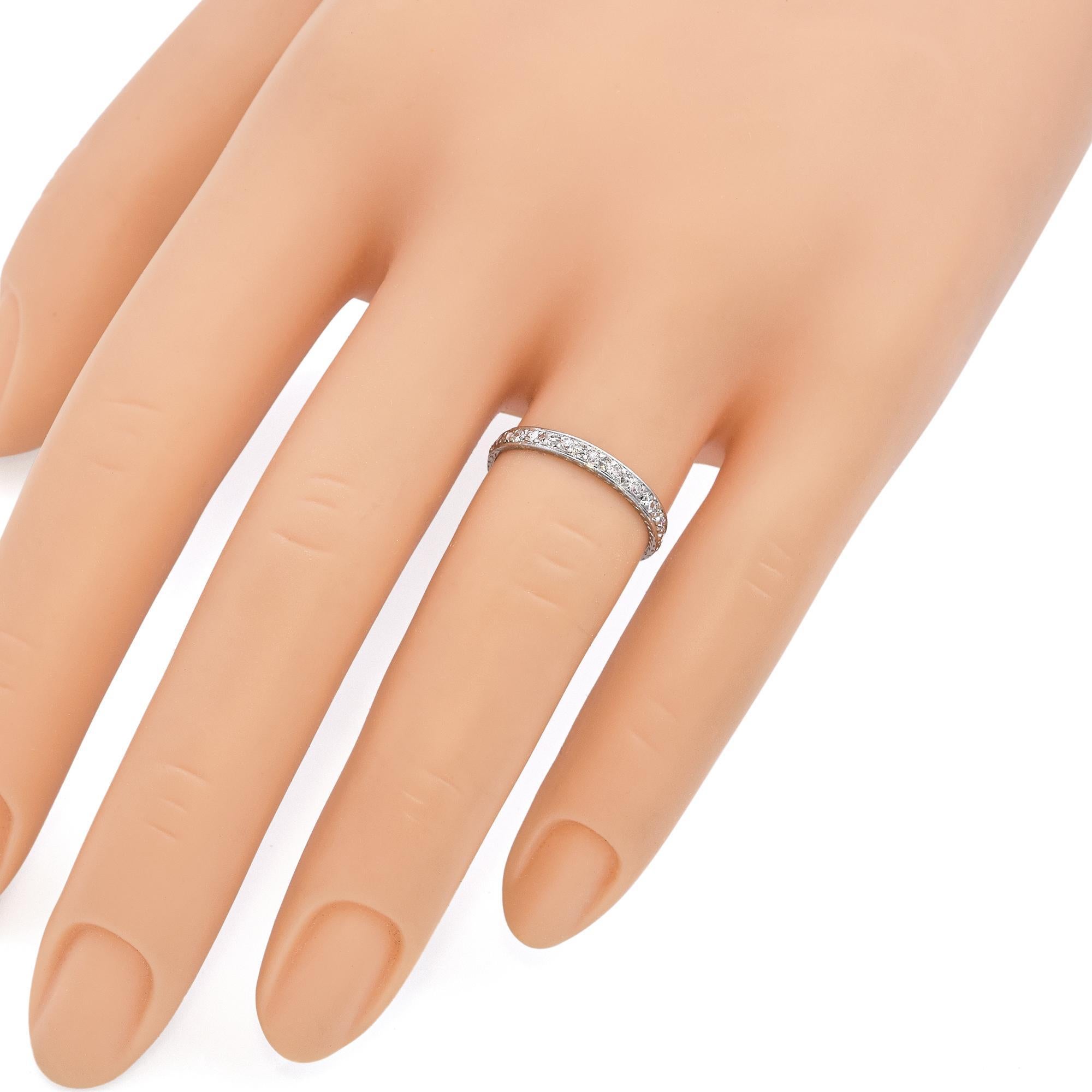 Old European Cut Antique Platinum Diamond Eternity Band