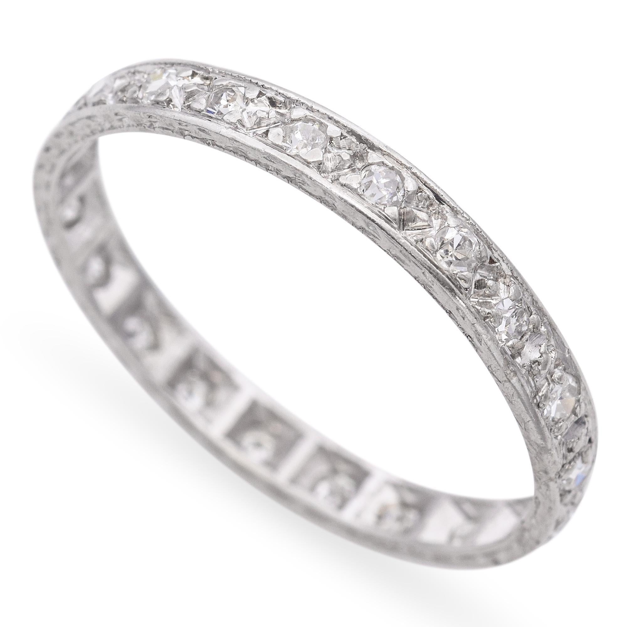 Antique Platinum Diamond Eternity Band In Good Condition In New York, NY