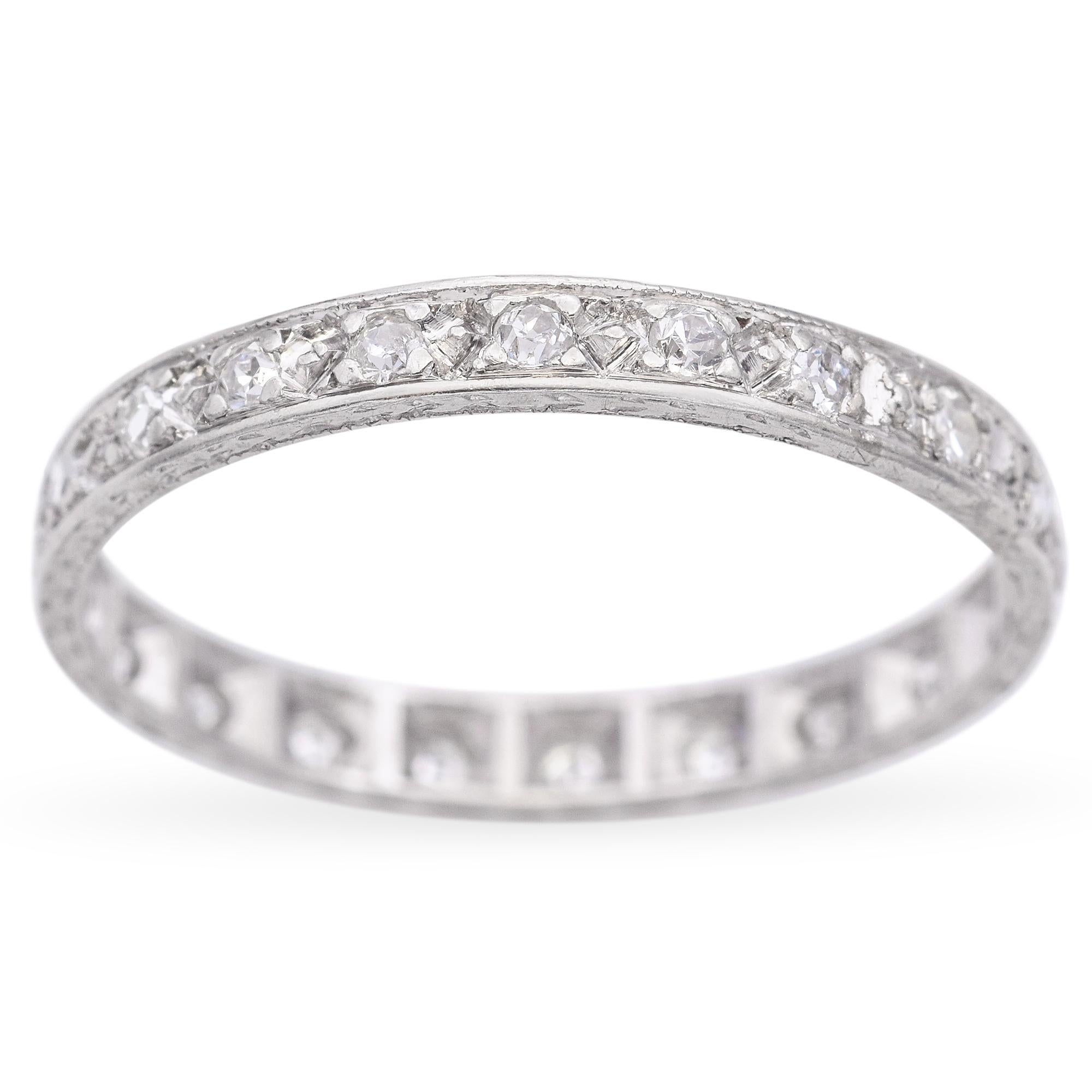 Women's or Men's Antique Platinum Diamond Eternity Band