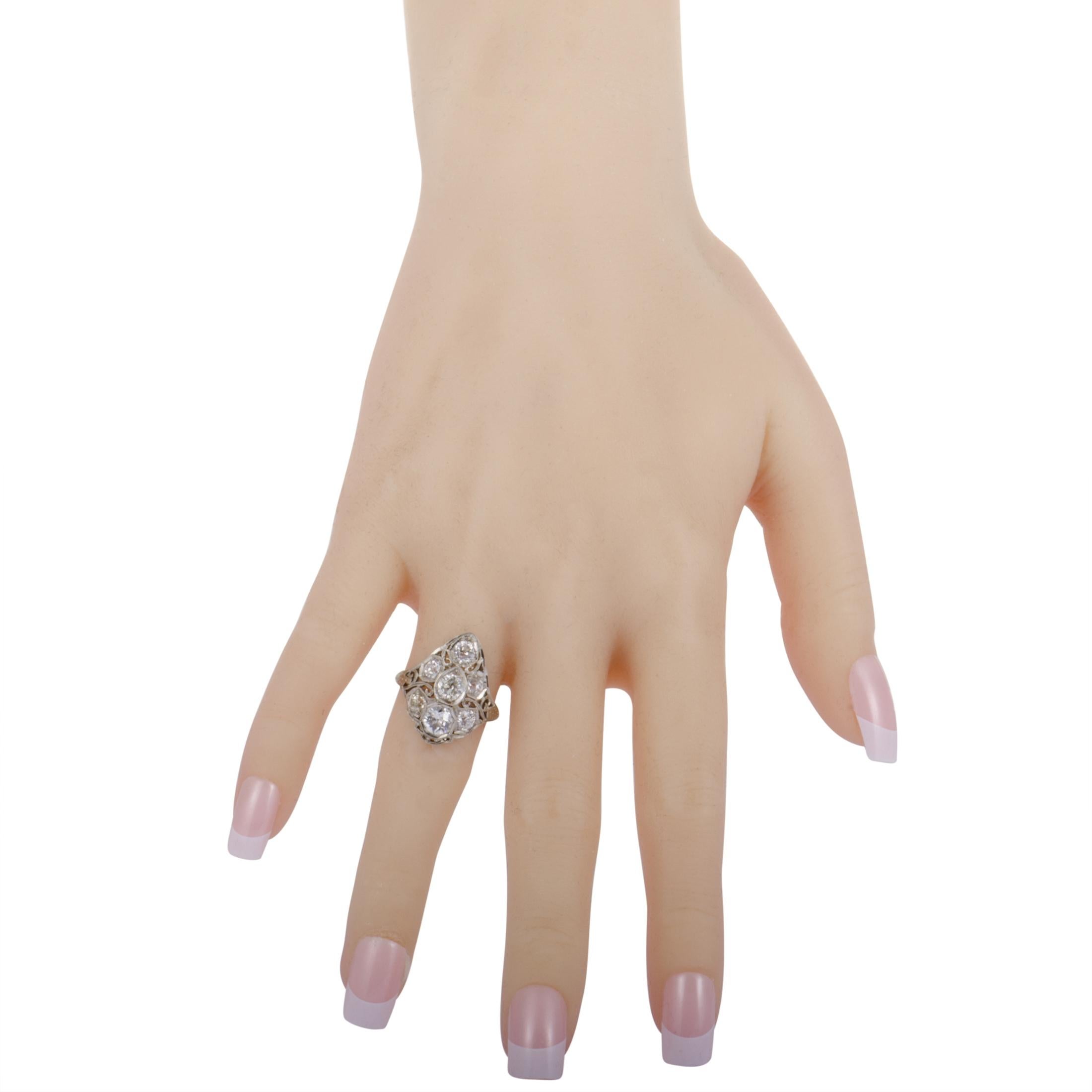 Women's Antique Platinum Diamond Filigree Ring