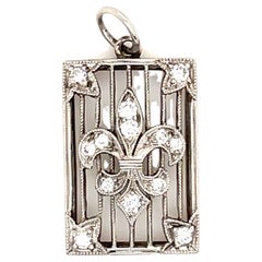Antique Platinum Diamond Fleur-de-lis Charm/Pendant