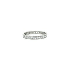 Antique Platinum Diamond Greek Key Engraved Work Sides Eternity Band Ring