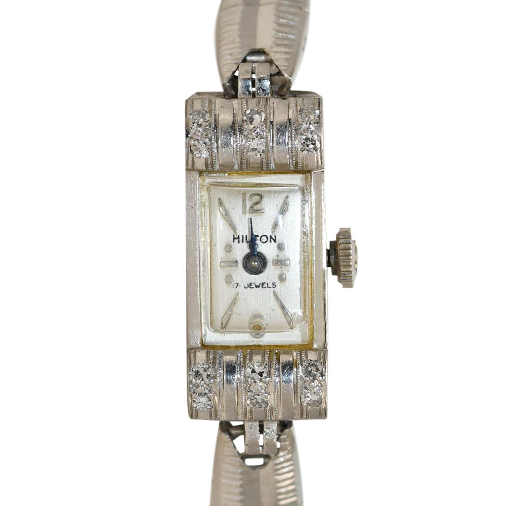 Montre Hilton ancienne en platine et diamants en vente