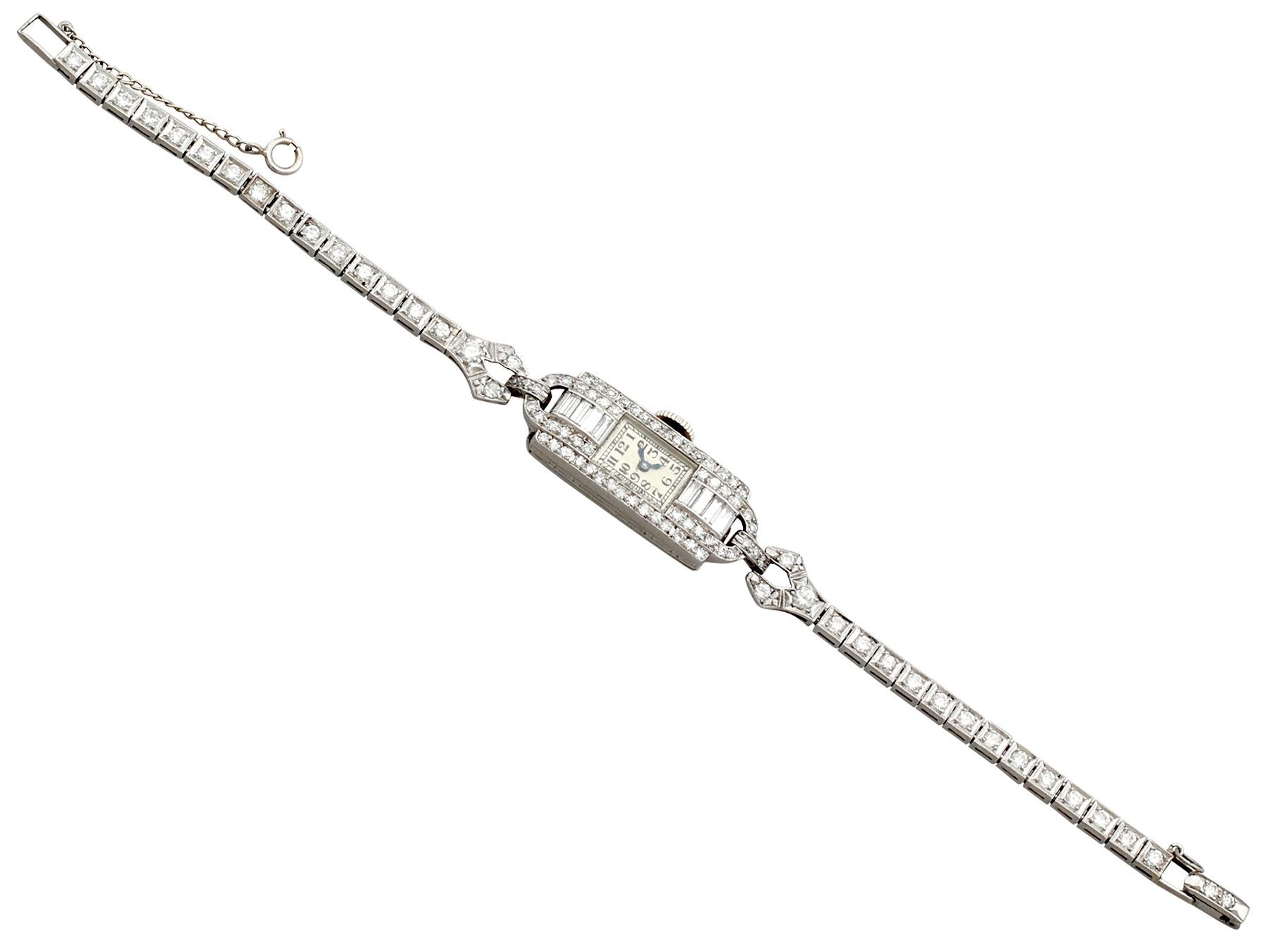 Antique Platinum Diamond Manual Wind Cocktail Wristwatch In Excellent Condition In Jesmond, Newcastle Upon Tyne