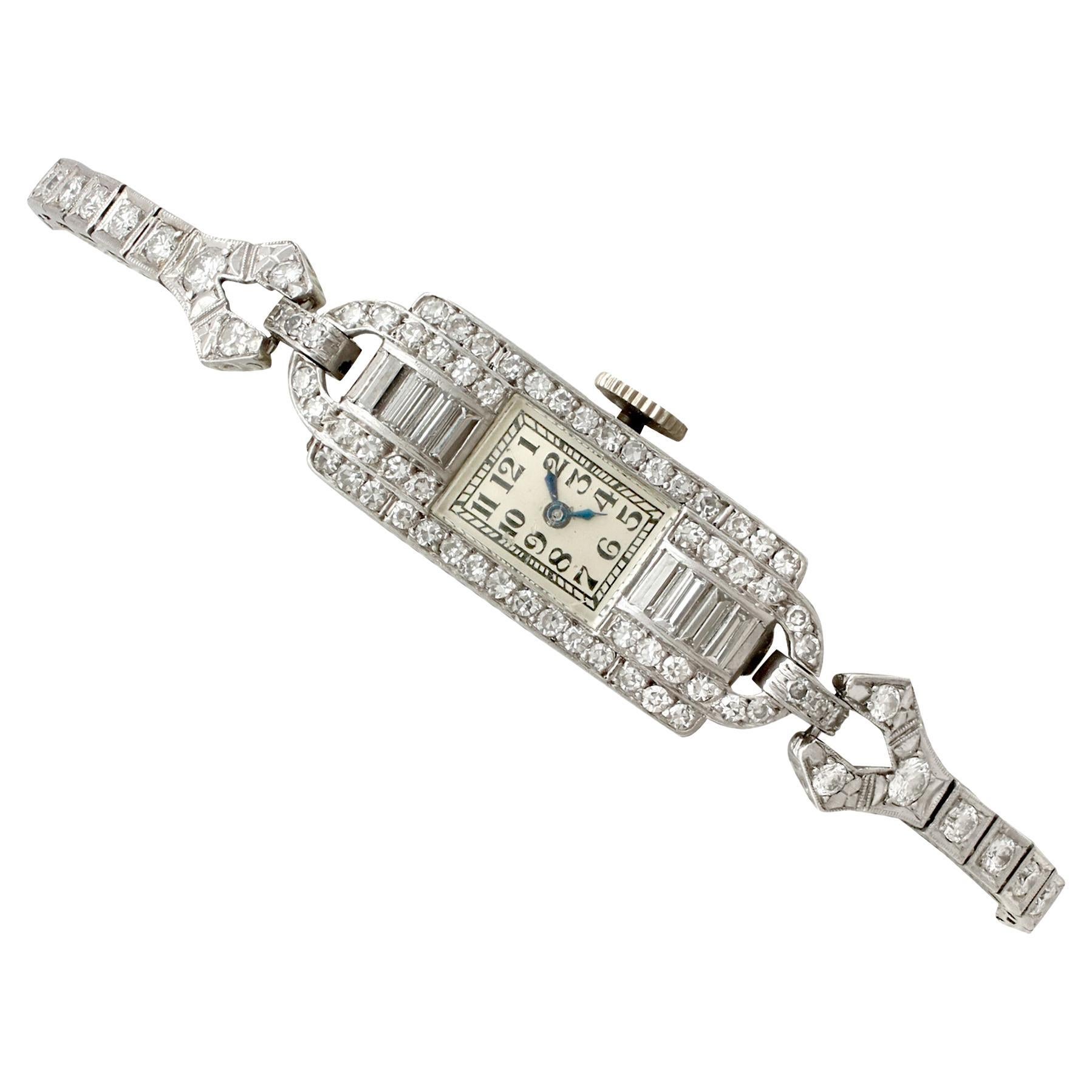 Antique Platinum Diamond Manual Wind Cocktail Wristwatch